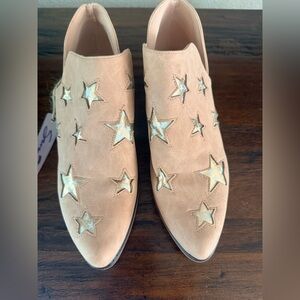 Seven7 Tan Faux Suede Star-Embellished Ankle Boots